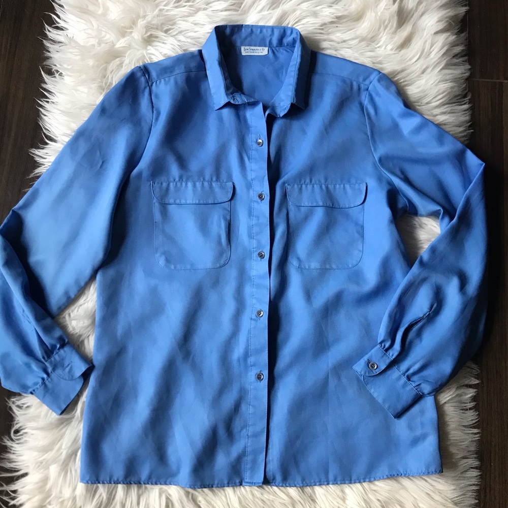 Vtg Levi’s Levi Strauss Blouse Medium Blue